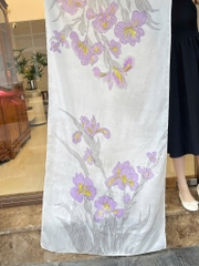 Khăn lụa tơ tằm vẽ tay – khăn lụa dài vẽ hoa diên vỹ tím