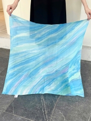 Khăn Lụa Tơ Tằm Vuông – Nhuộm Thủ Công Bằng Phương Pháp Ice Dye/ Tide Dye – Quà tặng Văn Hoá Việt Độc Đáo