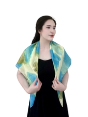 Khăn Lụa Tơ Tằm Vuông – Nhuộm Thủ Công Bằng Phương Pháp Ice Dye/ Tide Dye – Quà tặng Văn Hoá Việt Độc Đáo