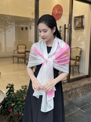 Khăn lụa tơ tằm vẽ tay – khăn lụa dài vẽ hoa hồng trà