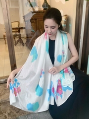 Khăn lụa tơ tằm vẽ tay – khăn lụa dài vẽ hoa mẫu đơn