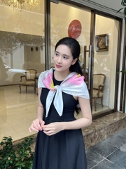 Khăn lụa tơ tằm vẽ tay – khăn lụa vuông vẽ hoa mẫu đơn