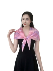 Khăn lụa tơ tằm nhuộm thủ công Ice Dye / Tide Dye vuông