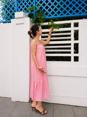Váy 2 dây lụa tơ tằm Habotai nhún bèo – Nhẹ như một ngày nghỉ