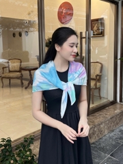 Khăn lụa tơ tằm vẽ tay – khăn lụa vuông vẽ hoa sen tím