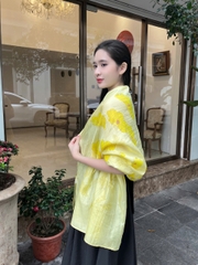 Khăn lụa tơ tằm vẽ tay – khăn lụa dài vẽ hoa cúc vàng