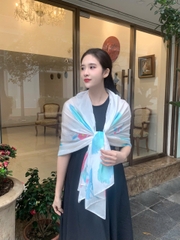 Khăn lụa tơ tằm vẽ tay – khăn lụa dài vẽ hoa mẫu đơn
