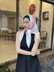 Khăn lụa tơ tằm vẽ tay – khăn lụa vuông vẽ hoa mẫu đơn