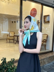 Khăn lụa tơ tằm vẽ tay – khăn lụa vuông vẽ hoa mộc lan vàng