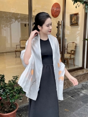 Khăn lụa tơ tằm vẽ tay – khăn lụa dài vẽ hoa quả hồng