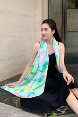 KHĂN LỤA TƠ TẰM THỦY ẤN HỌA – NHUỘM THỦ CÔNG ĐỘC BẢN – QUÀ TẶNG CAO CẤP