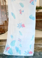 Khăn lụa tơ tằm vẽ tay – khăn lụa dài vẽ hoa mẫu đơn