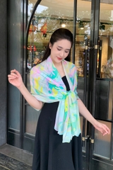 KHĂN LỤA TƠ TẰM THỦY ẤN HỌA – NHUỘM THỦ CÔNG ĐỘC BẢN – QUÀ TẶNG CAO CẤP