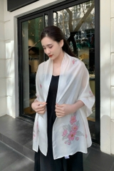 Khăn Lụa Tơ Tằm Vẽ Hoa Đào Phai – Quà tặng văn hoá Việt