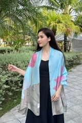 Khăn lụa tơ tằm vẽ hoa sen hồng – Quà tặng Văn hóa Việt cao cấp