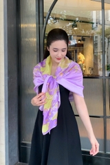 Khăn lụa tơ tằm vẽ hoa tử đằng tím – Quà tặng thủ công cao cấp