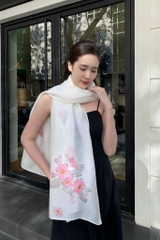 Khăn Lụa Tơ Tằm Vẽ Hoa Đào Phai – Quà tặng văn hoá Việt