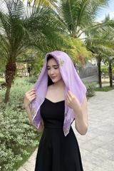 KHĂN LỤA TƠ TẰM VẼ TAY VUÔNG – VẼ HOA TỬ ĐẰNG TÍM - QUÀ TẶNG VĂN HÓA VIỆT