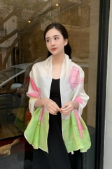 Khăn lụa tơ tằm vẽ hoa sen hồng – Quà tặng Văn hóa Việt cao cấp