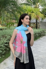 Khăn lụa tơ tằm vẽ hoa sen hồng – Quà tặng Văn hóa Việt cao cấp