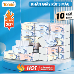 Giấy rút TOMIÉ 300 tờ/gói , 10 gói/Lốc, 100 gói/bịch