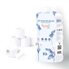 Giấy vệ sinh TOMIÉ siêu mềm mịn có lõi – 10 cuộn/dây, 10 dây/bịch