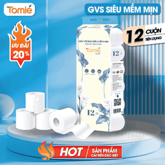 Giấy vệ sinh TOMIÉ siêu mềm mịn – 12 cuộn/dây, 10 dây/bịch