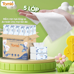 Khăn giấy lụa TOMIE 400 tờ, 175x155, 8 gói/lốc, 15 lốc/bịch