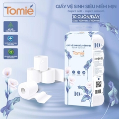 Giấy vệ sinh TOMIÉ siêu mềm mịn có lõi – 10 cuộn/dây, 10 dây/bịch