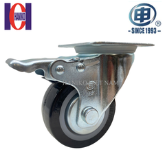 Bánh xe shenpai PU 65 xoay khóa có nắp 15A07-1011