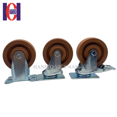 Bánh xe chịu nhiệt nâu phi 100x32 xoay khóa