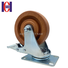 Bánh xe chịu nhiệt nâu phi 100x32 xoay khóa