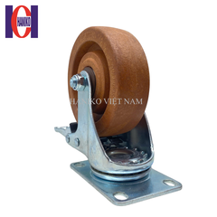 Bánh xe chịu nhiệt nâu phi 100x32 xoay khóa