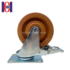 Bánh xe chịu nhiệt nâu phi 100x32 xoay khóa