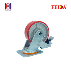 Bánh xe feida PU phi 125 xoay khóa