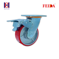 Bánh xe feida PU phi 125 xoay khóa