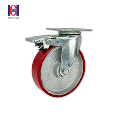Bánh xe PU phi 125 xoay khóa bản 32