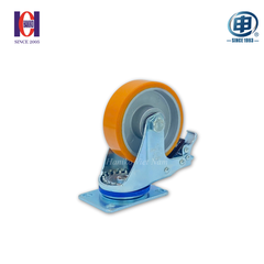 Bánh xe shenpai pu cốt nhôm tĩnh điện phi 100 xoay khóa bản 32