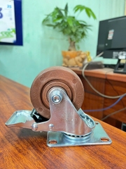 Bánh xe chịu nhiệt màu nâu phi 75 xoay khóa
