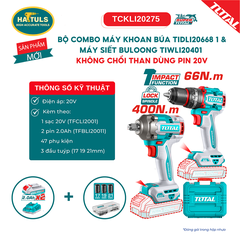 Bộ combo máy khoan búa TIDLI206681 & máy siết bulong TIWLI20401 không chổi than dùng pin 20V - TCKLI20275