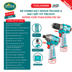 Bộ combo máy khoan TDLI16681 & máy siết vít TIRLI16171 không chổi than dùng pin 16V - TOSLI240968