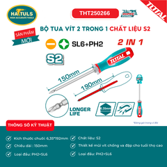 Bộ tua vít 2 trong 1 chất liệu S2 - THT250266