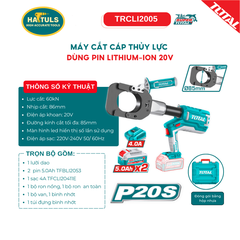Máy cắt cáp thủy lực dùng pin Lithium-Ion 20V - TRCLI2005