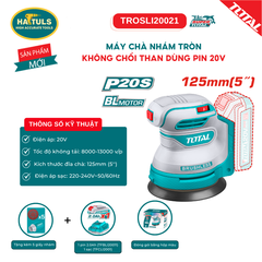 Máy chà nhám tròn không chổi than dùng pin 20V - TROSLI20021