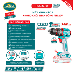 Máy khoan búa không chổi than dùng pin 20V - TIDLI20768