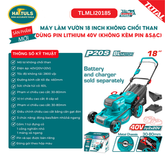 Máy làm vườn 18 inch không chổi than dùng 2 pin 20V (không kèm pin & sạc) - TLMLI20185
