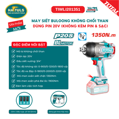 Máy siết bulong không chổi than dùng pin 20V (không kèm pin & sạc) - TIWLI201351