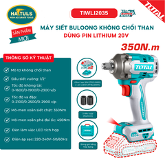 Máy siết bulong không chổi than dùng pin Lithium 20V - TIWLI2035