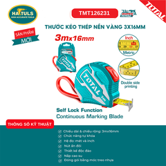 Thước kéo thép nền vàng 3x16mm - TMT126231