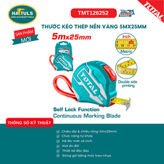 Thước kéo thép nền vàng 5mx25mm - TMT126252